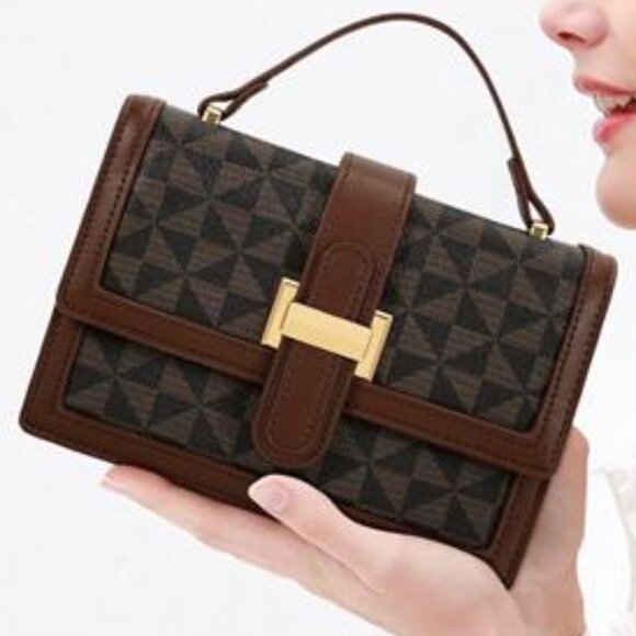 Crossbody Bags Top Handle Purses for Lady, Brown Vegan Leather Women's Handbags - Picture 3 of 8